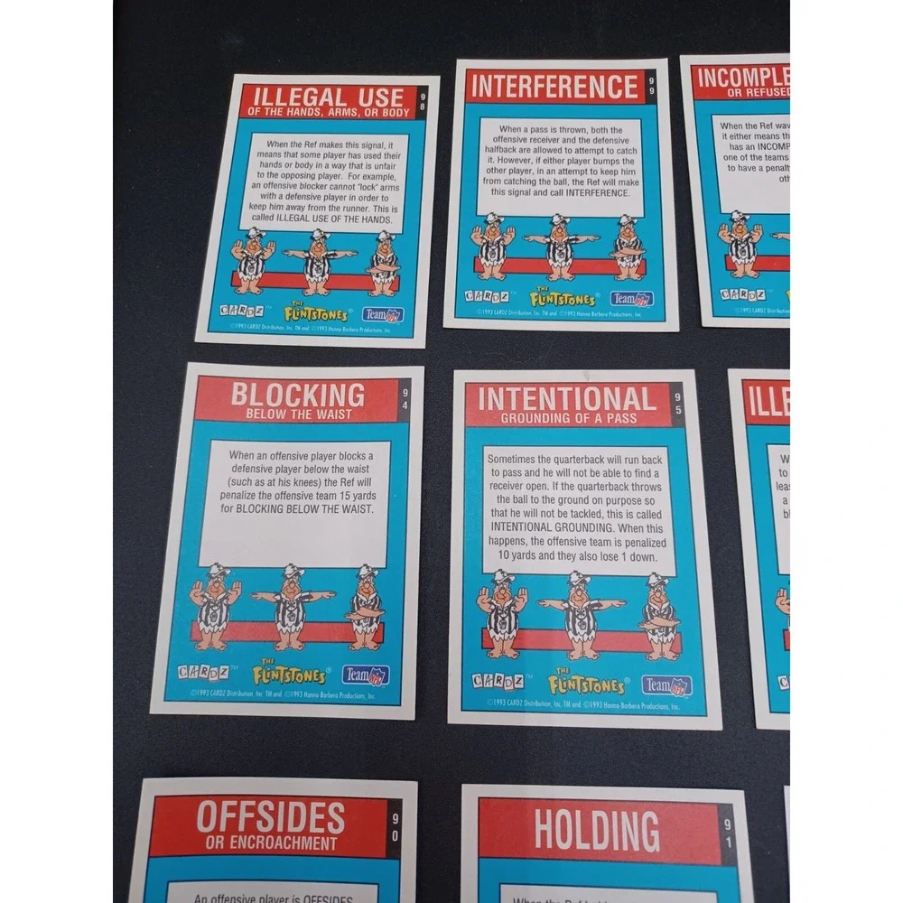 1993 Cardz Flintstones NFL Stone Age Signals Replacement Cards **read